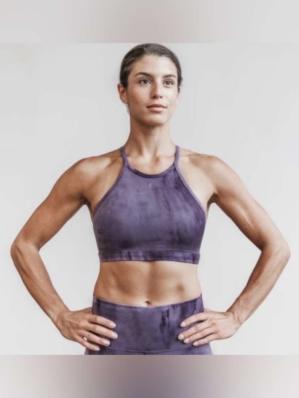 Nobull Tie Dye High Neck Sports Bra in Nightshade and Plum - Size Medium